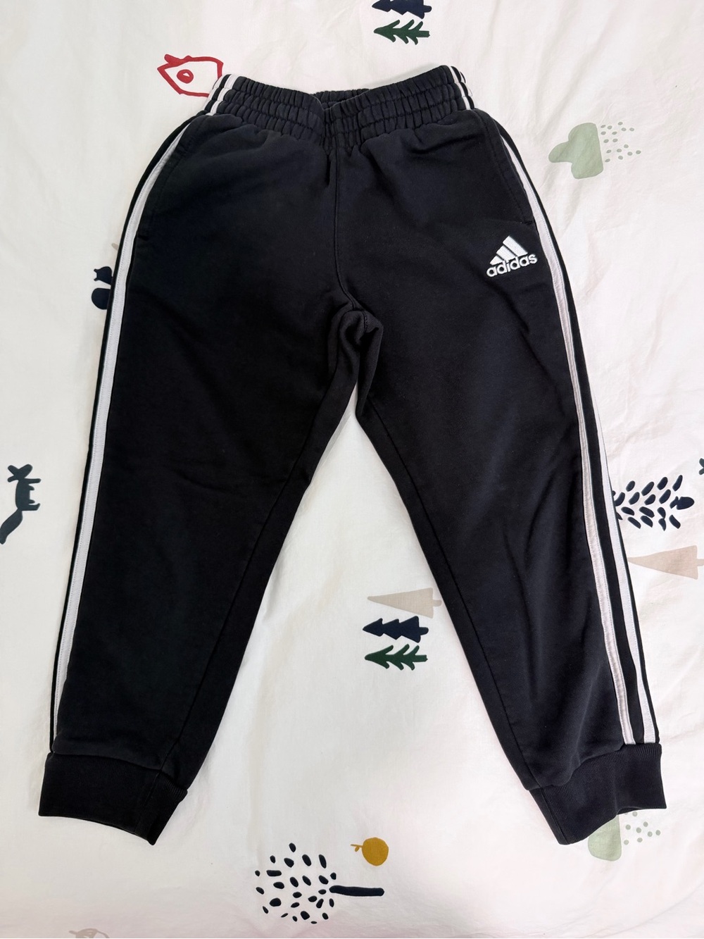 adidas Black Joggers with White Side Stripes - Kids